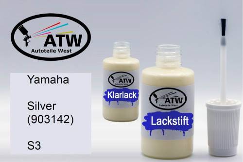 Yamaha, Silver (903142), S3: 20ml Lackstift + 20ml Klarlack - Set, von ATW Autoteile West.